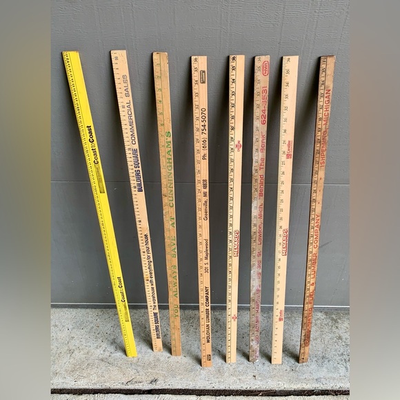(Lot of 8) Vtg Assorted Business Antique Advertising Wooden Measuring Yardsticks - Picture 9 of 10